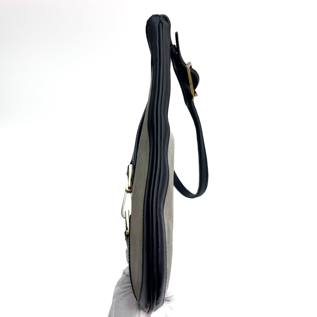 GUCCI 0014139 Shoulder Bag Suede Leather Beige Black Jackie Vintage Auth From JP