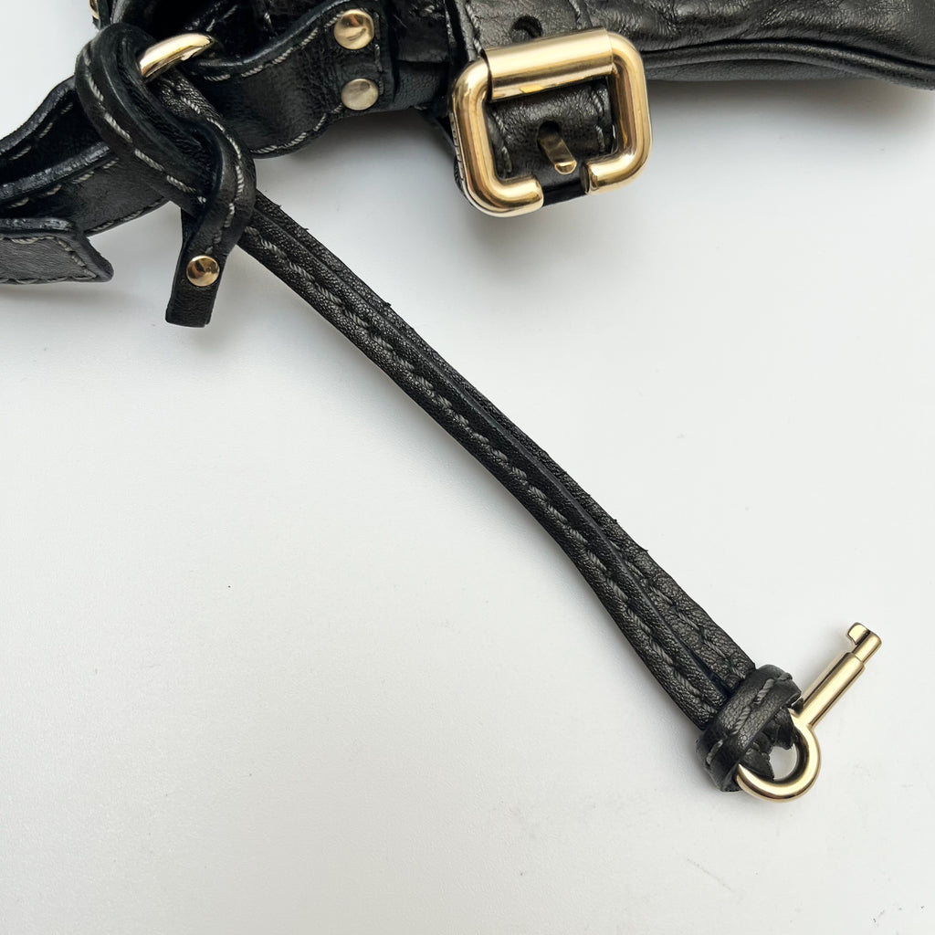 CHLOE Paddington Small Shoulder Bag Leather Black Gold Hardware Auth From Japan