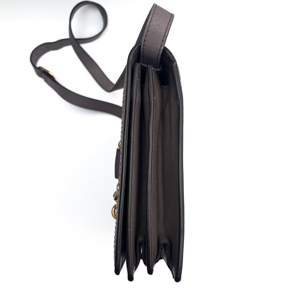 GUCCI 296902 Horsebit Shoulder Bag Leather Beige Brown Gold Hardware Auth