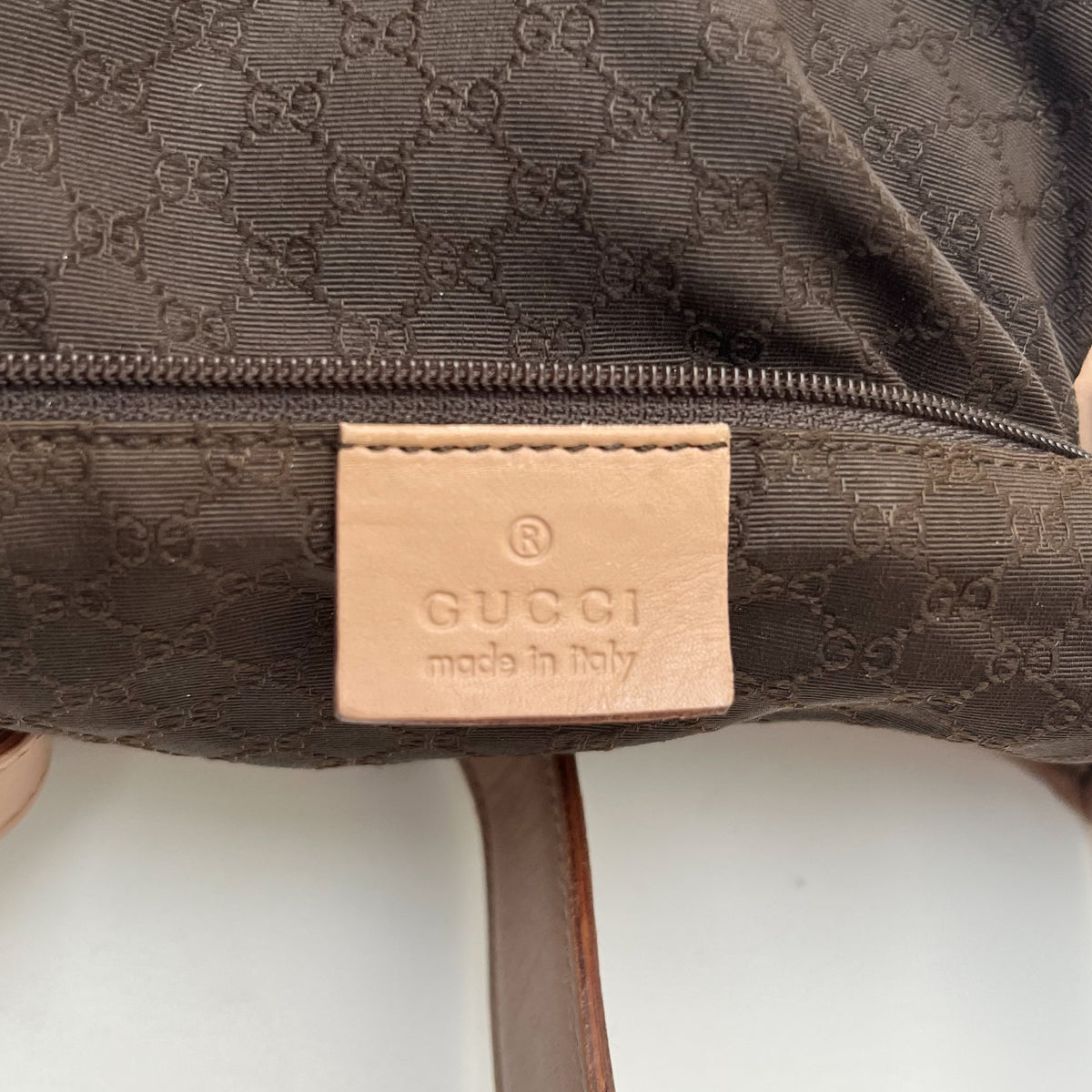 GUCCI Shoulder Bag Suede Leather Web Stripe Beige Silver Hardware Vintage Auth
