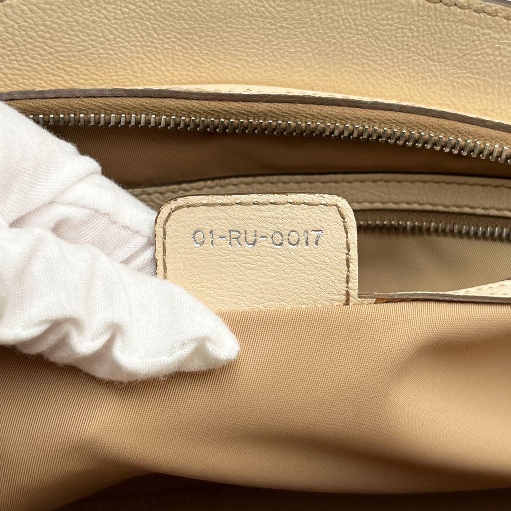 CHRISTIAN DIOR Trotter Frame Satchel Hand Bag Canvas Beige Leather Vintage Auth