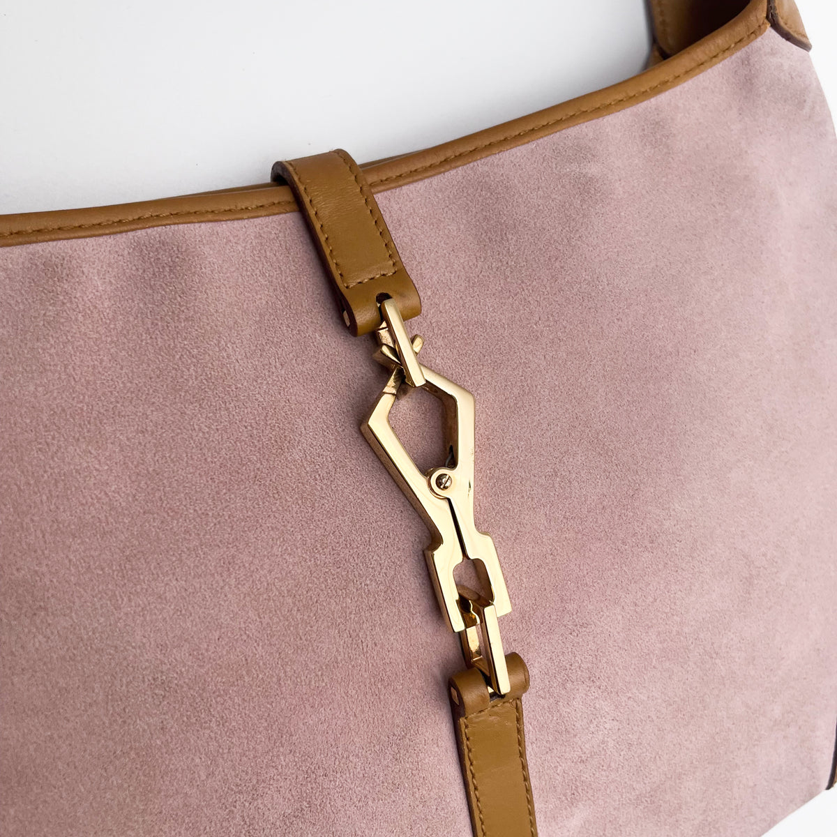 GUCCI Jackie Bamboo Shoulder Hobo Bag Pink Suede Leather Vintage Auth From Japan