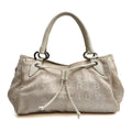 BVLGARI Logo Mania Handbag Shoulder Canvas Leather Beige Drawstring Authentic