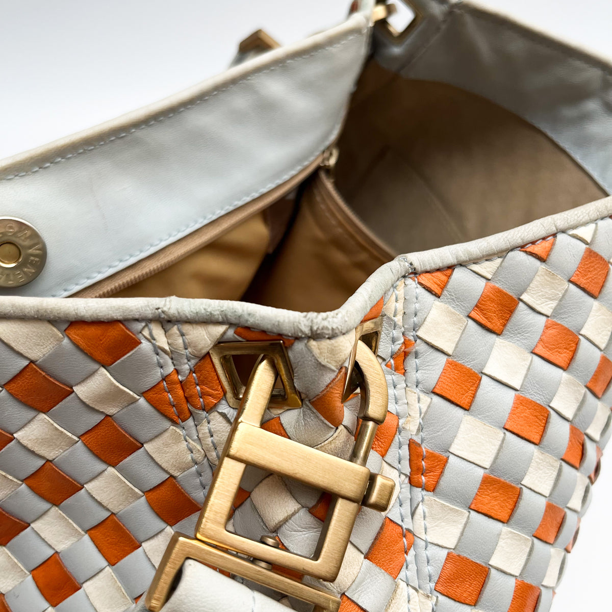 BOTTEGA VENETA Intrecciato One Shoulder Bag Leather Multicolor Auth From Japan