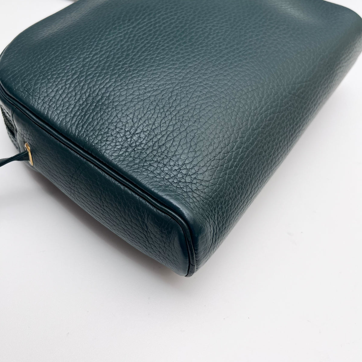 DIOR Oval Shoulder Bag Leather CD Logo Dark Green Gold Vintage Auth From Japan