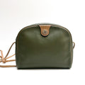 DIOR Shoulder Bag Green Leather Crossbody Brown Strap Gold Hardware Auth
