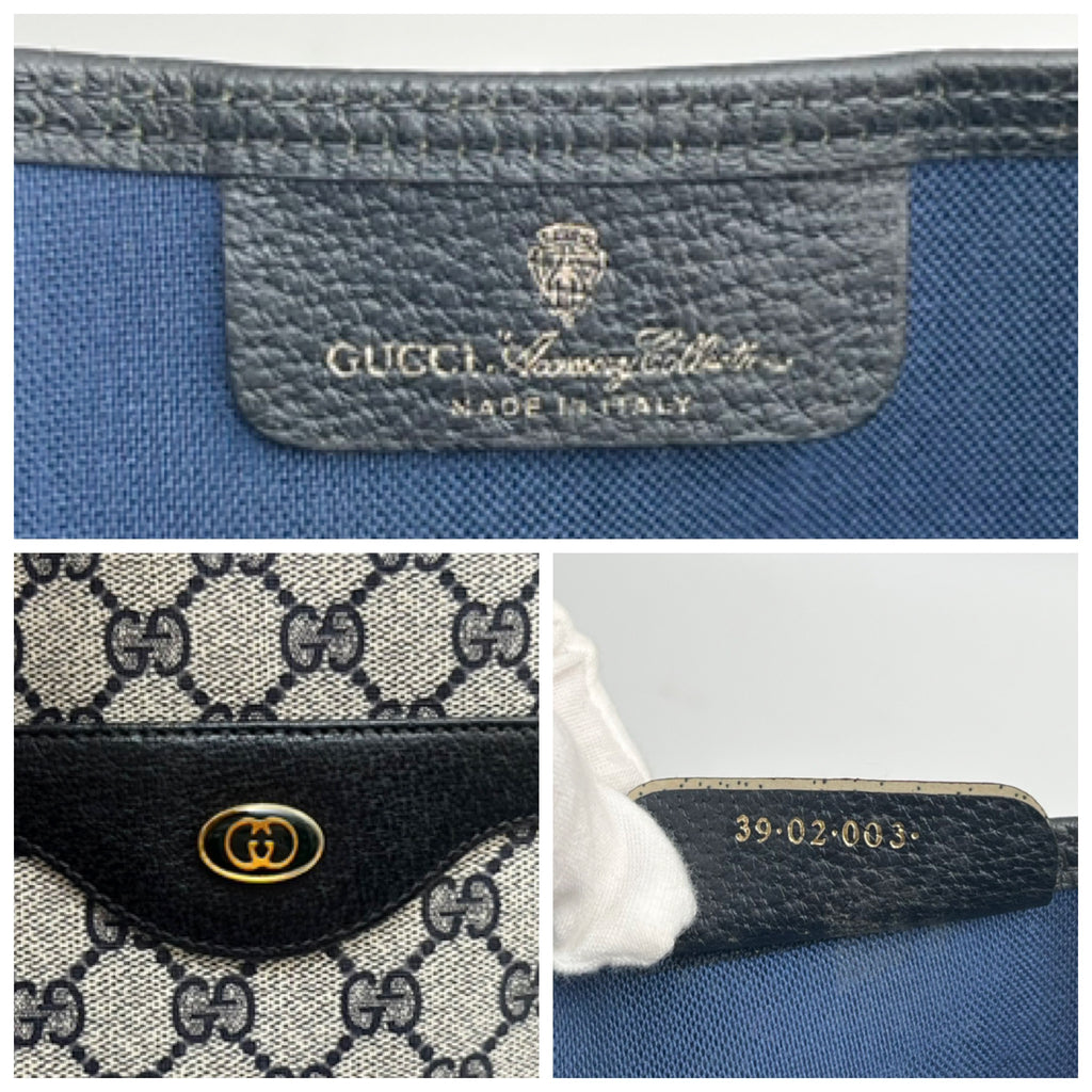 GUCCI Lot of 2 Bags Vintage GG Supreme Tote Bag PVC Leather Web Stripe Auth