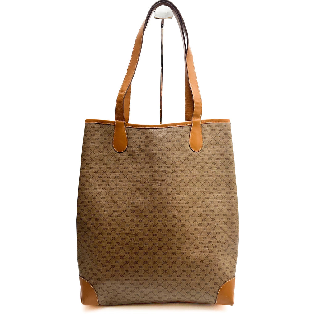 GUCCI Lot of 2 Bags Vintage GG Supreme Tote Bag PVC Leather Web Stripe Auth
