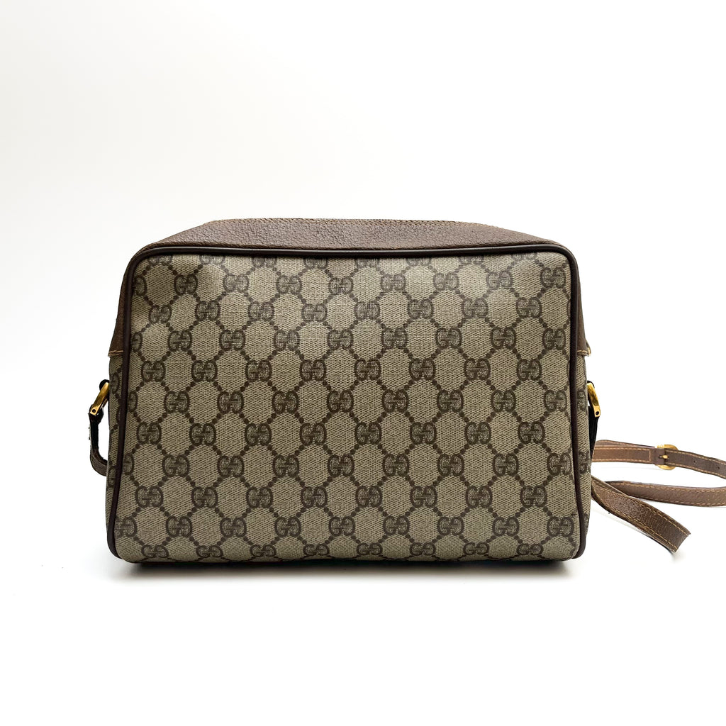 GUCCI Lot of 2 Bags GG Supreme PVC Web Stripe Shoulder Brown Navy Bundle Auth