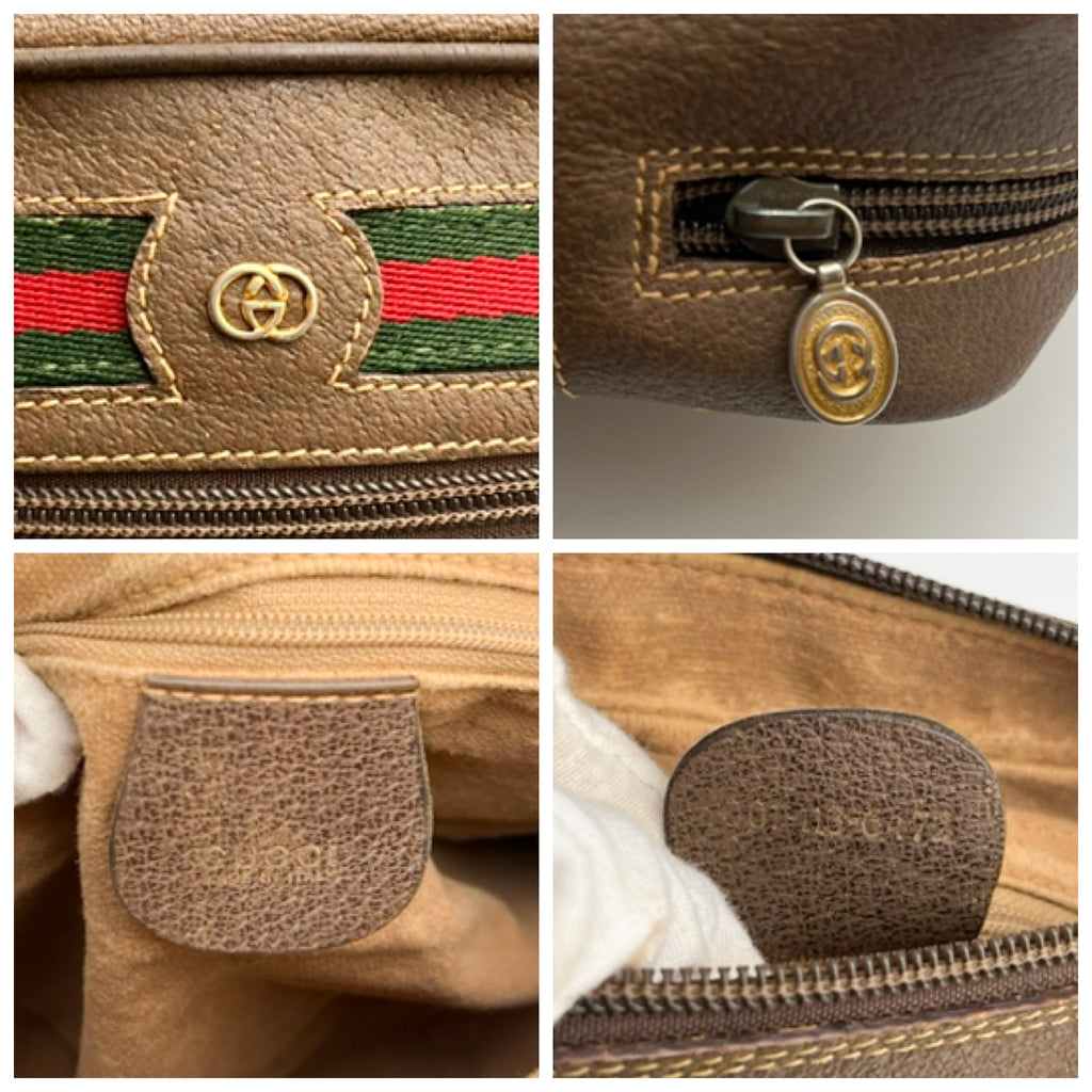 GUCCI Lot of 2 Bags GG Supreme PVC Web Stripe Shoulder Brown Navy Bundle Auth