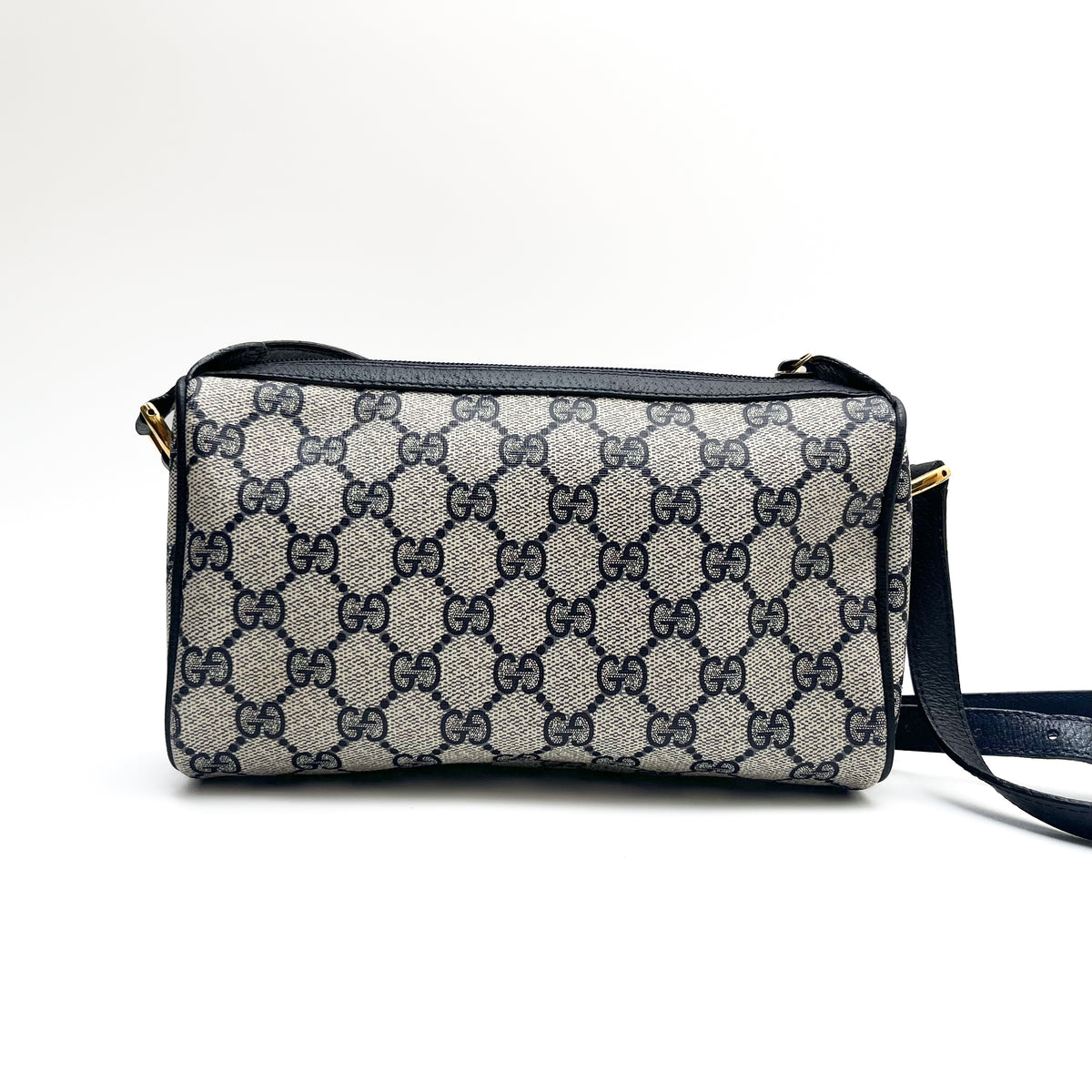 GUCCI Lot of 2 Bags GG Supreme PVC Web Stripe Shoulder Brown Navy Bundle Auth