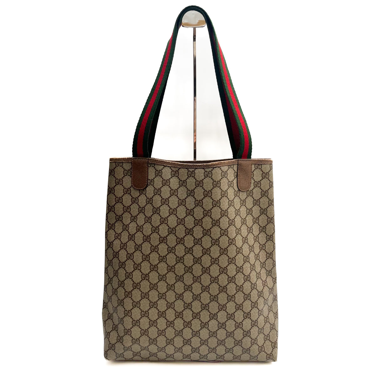 GUCCI Vintage Lot of 2 Bags GG Supreme Tote Shoulder PVC Brown Web Stripe Auth