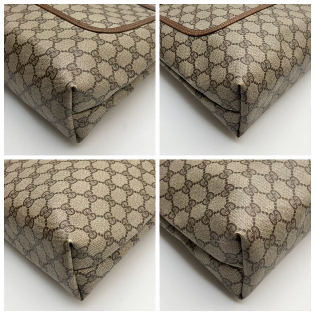 GUCCI Vintage Lot of 2 Bags GG Supreme Tote Shoulder PVC Brown Web Stripe Auth