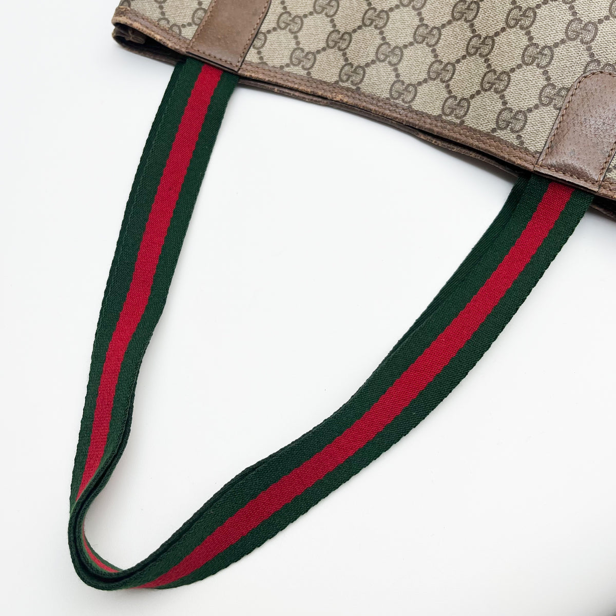 GUCCI Vintage Lot of 2 Bags GG Supreme Tote Shoulder PVC Brown Web Stripe Auth