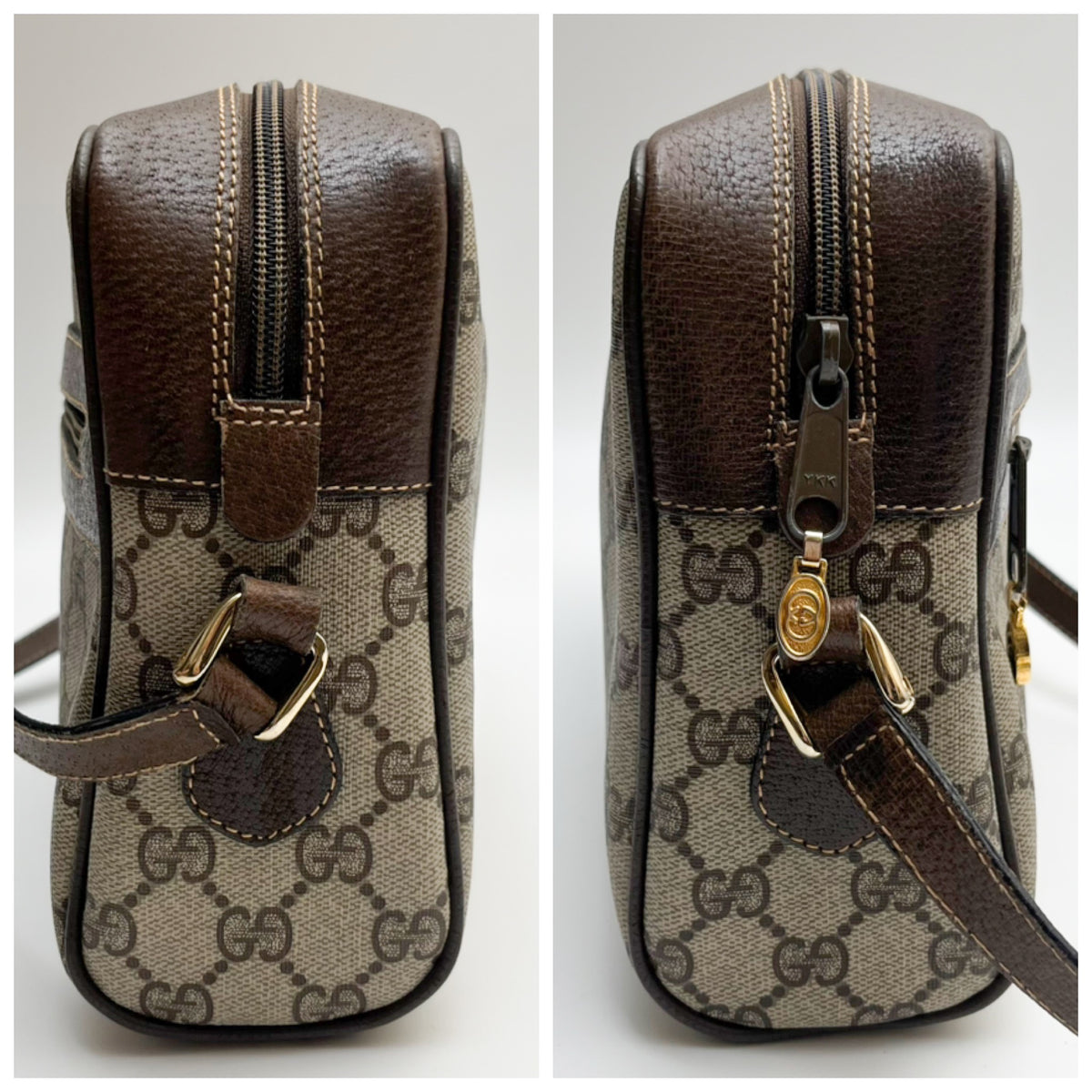 GUCCI Vintage Lot of 2 Bags GG Supreme Tote Shoulder PVC Brown Web Stripe Auth