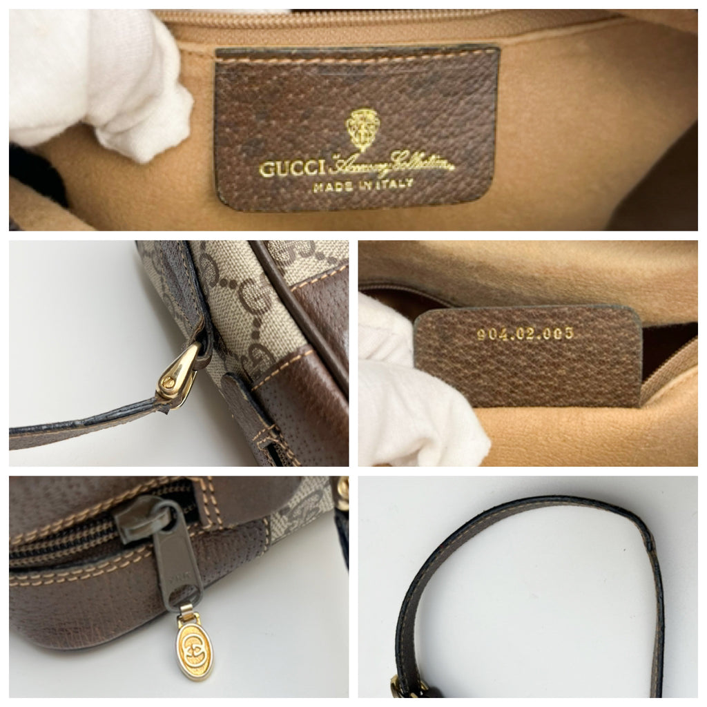 GUCCI Vintage Lot of 2 Bags GG Supreme Tote Shoulder PVC Brown Web Stripe Auth