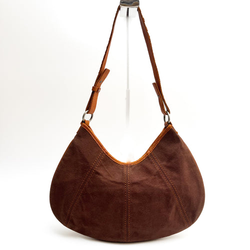 BURBERRY Lot of 2 Bags Crescent Shoulder Canvas Nylon Leather Brown Beige Auth