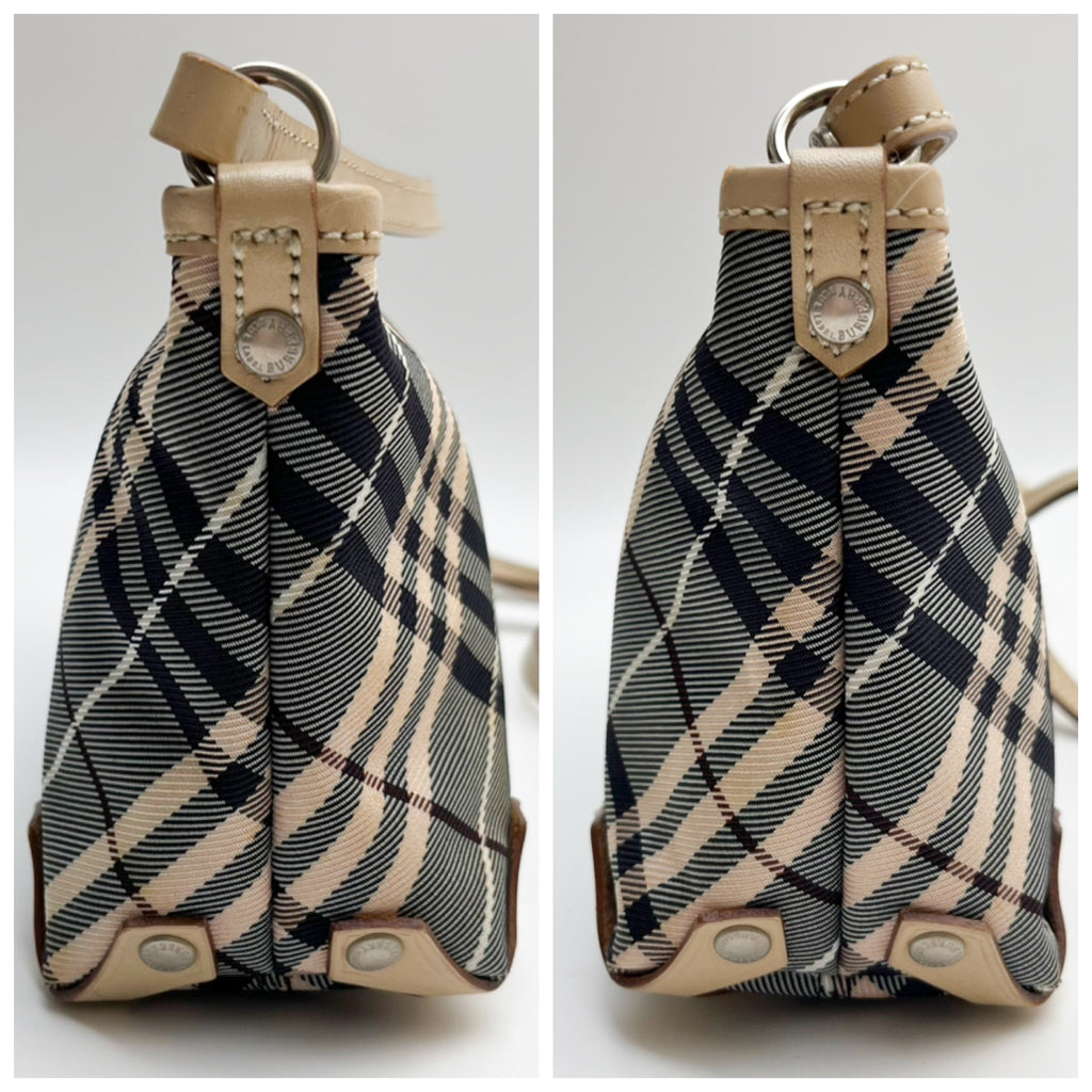 BURBERRY Lot of 2 Bags Crescent Shoulder Canvas Nylon Leather Brown Beige Auth