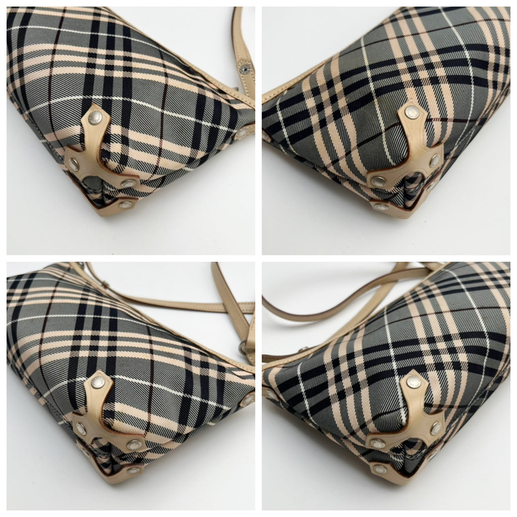 BURBERRY Lot of 2 Bags Crescent Shoulder Canvas Nylon Leather Brown Beige Auth