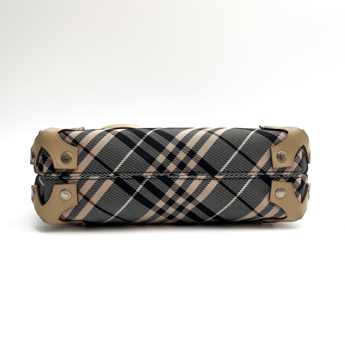 BURBERRY Lot of 2 Bags Crescent Shoulder Canvas Nylon Leather Brown Beige Auth