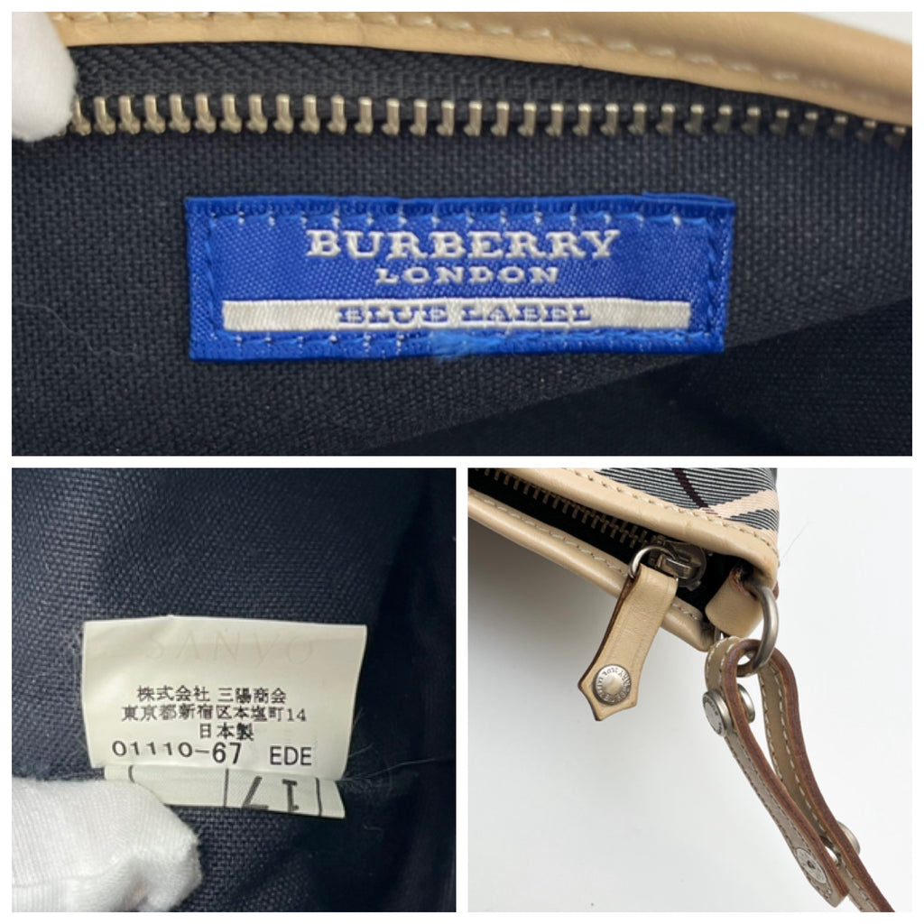 BURBERRY Lot of 2 Bags Crescent Shoulder Canvas Nylon Leather Brown Beige Auth