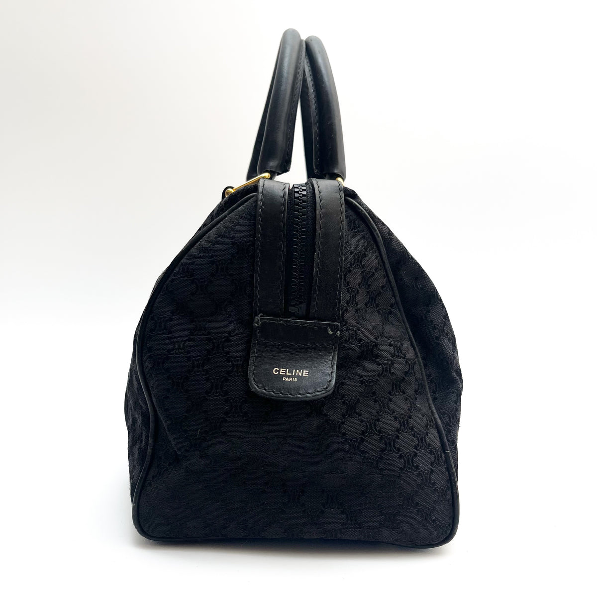 CELINE Lot of 2 Bags Handbag Black Pouch Brown Canvas Leather Bundle Authentic