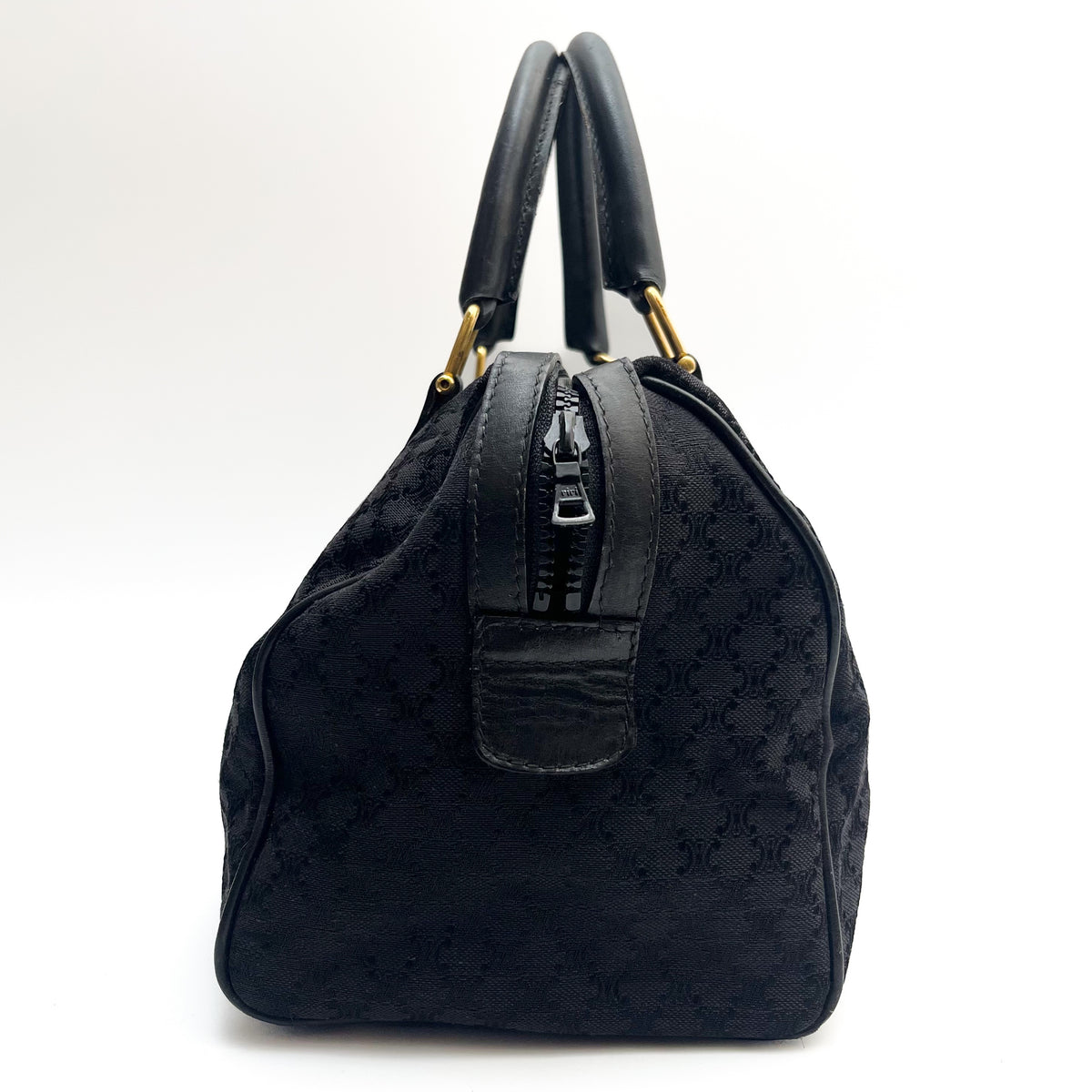 CELINE Lot of 2 Bags Handbag Black Pouch Brown Canvas Leather Bundle Authentic