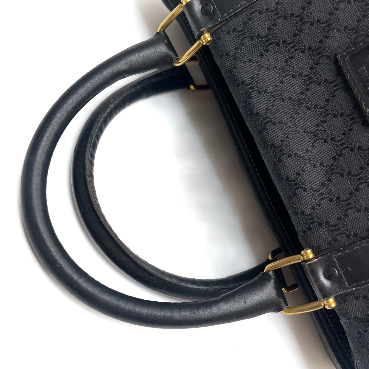 CELINE Lot of 2 Bags Handbag Black Pouch Brown Canvas Leather Bundle Authentic