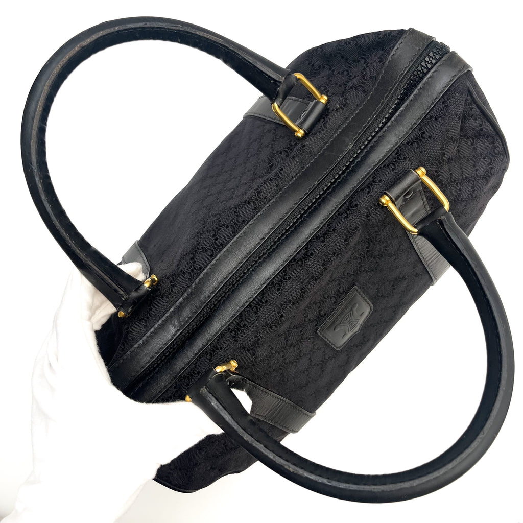 CELINE Lot of 2 Bags Handbag Black Pouch Brown Canvas Leather Bundle Authentic