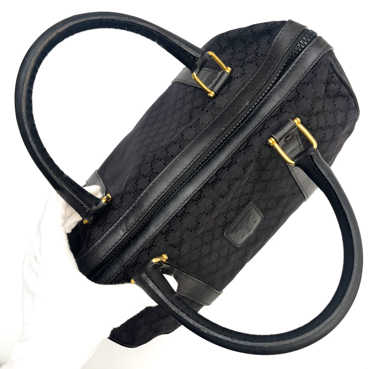CELINE Lot of 2 Bags Handbag Black Pouch Brown Canvas Leather Bundle Authentic
