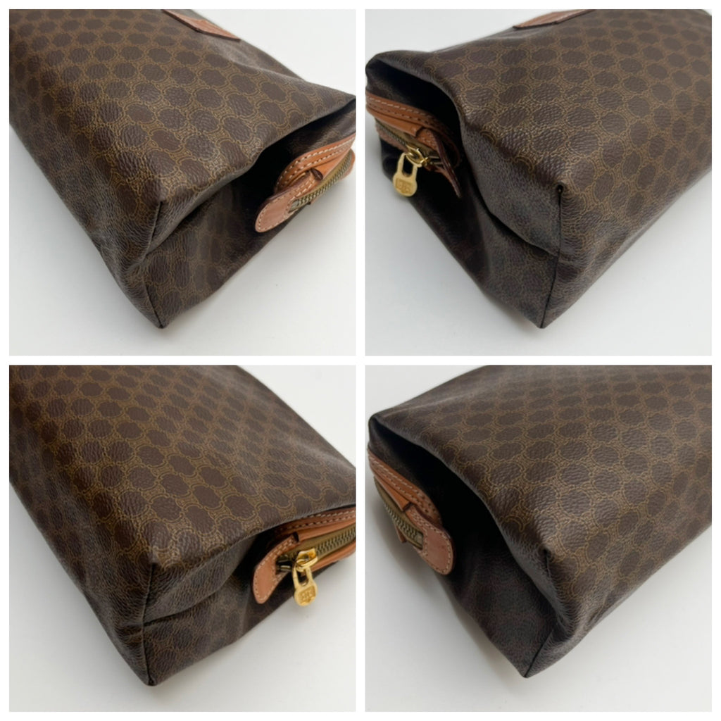 CELINE Lot of 2 Bags Handbag Black Pouch Brown Canvas Leather Bundle Authentic
