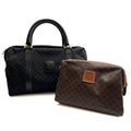 CELINE Lot of 2 Bags Handbag Black Pouch Brown Canvas Leather Bundle Authentic