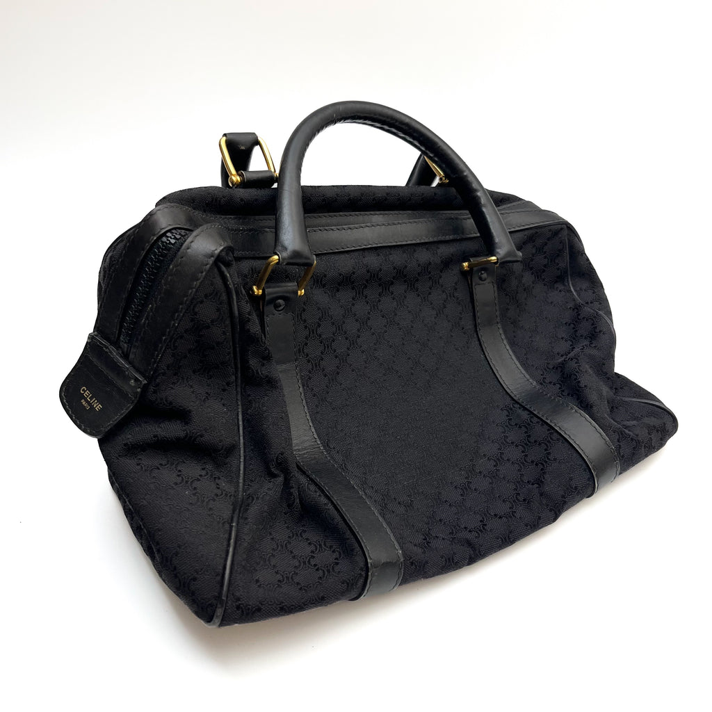 CELINE Lot of 2 Bags Handbag Black Pouch Brown Canvas Leather Bundle Authentic