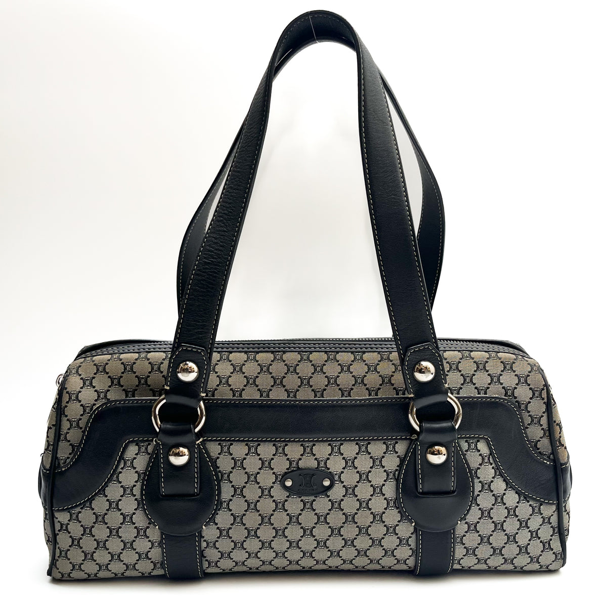 CELINE Lot of 2 Bags Triomphe Canvas Macadam PVC Handbag Clutch Gray Brown Auth
