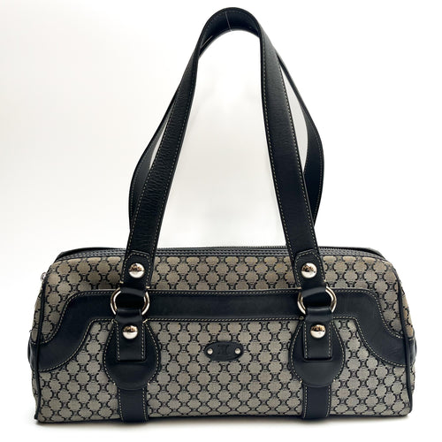 CELINE Lot of 2 Bags Triomphe Canvas Macadam PVC Handbag Clutch Gray Brown Auth