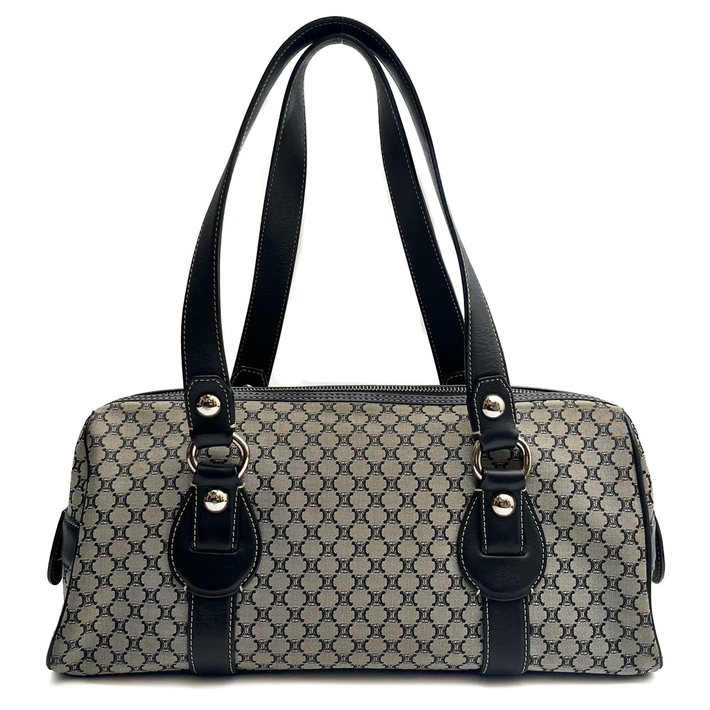 CELINE Lot of 2 Bags Triomphe Canvas Macadam PVC Handbag Clutch Gray Brown Auth