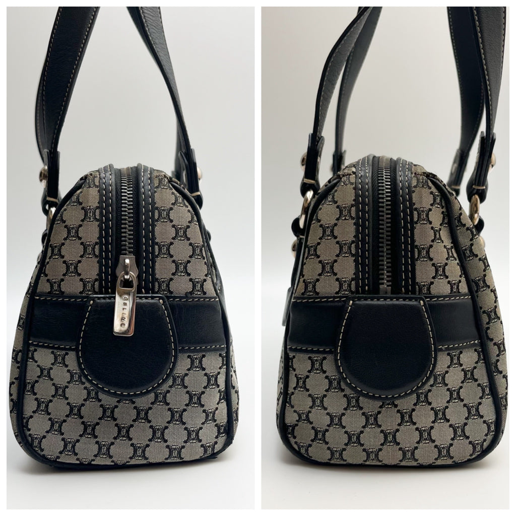 CELINE Lot of 2 Bags Triomphe Canvas Macadam PVC Handbag Clutch Gray Brown Auth