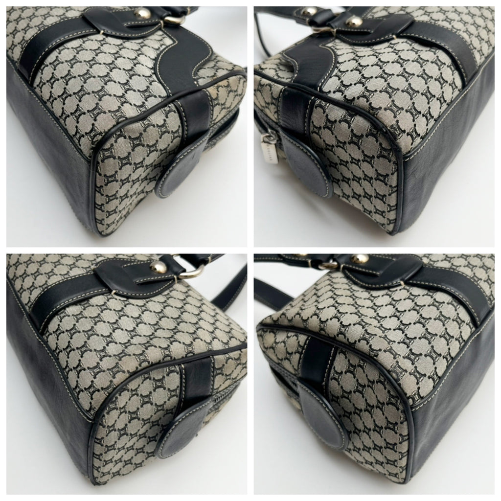 CELINE Lot of 2 Bags Triomphe Canvas Macadam PVC Handbag Clutch Gray Brown Auth