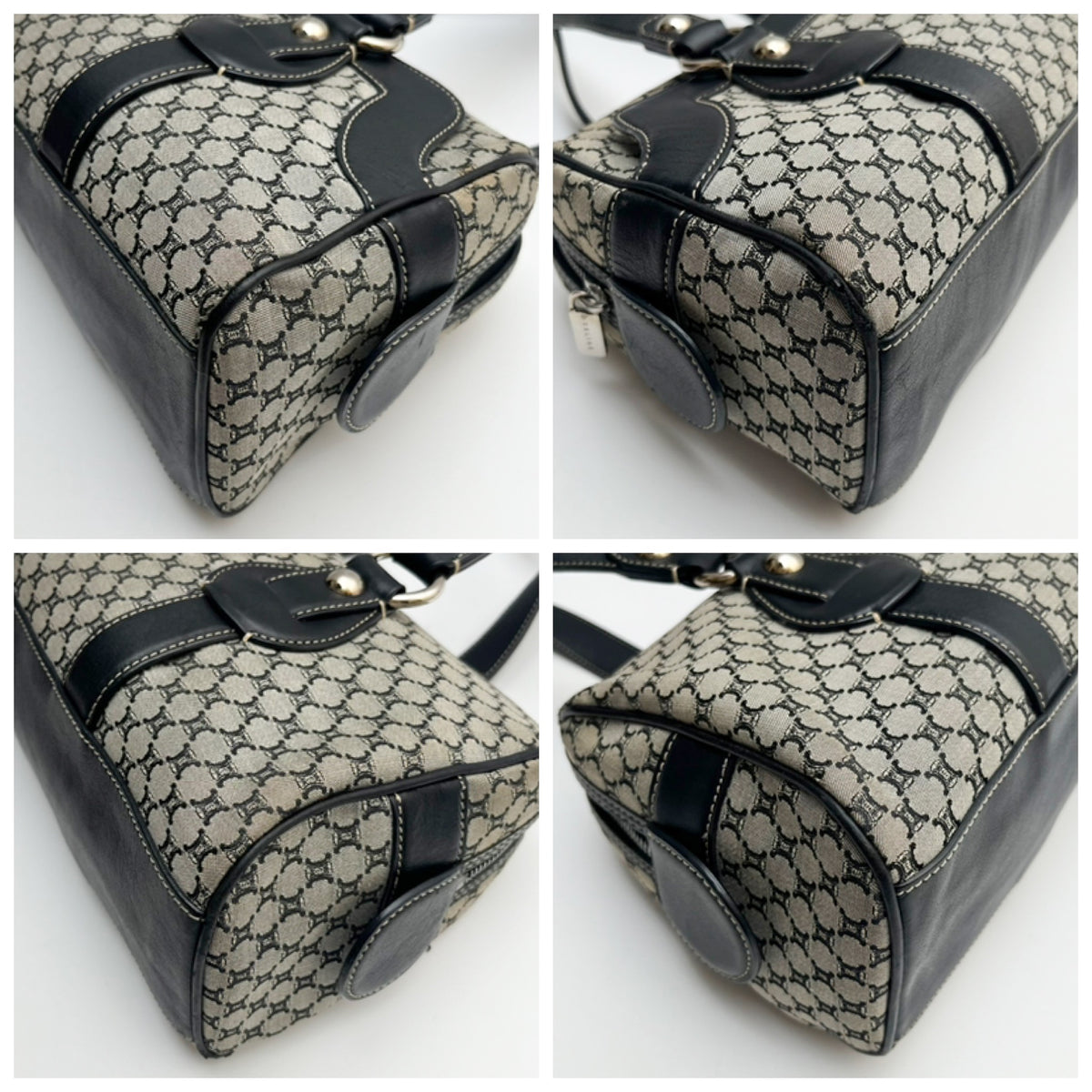 CELINE Lot of 2 Bags Triomphe Canvas Macadam PVC Handbag Clutch Gray Brown Auth