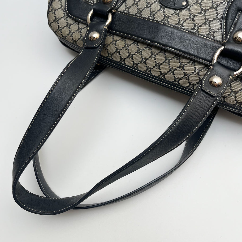 CELINE Lot of 2 Bags Triomphe Canvas Macadam PVC Handbag Clutch Gray Brown Auth
