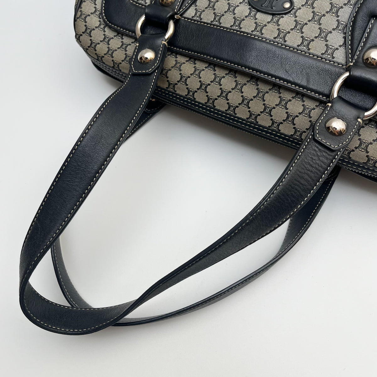 CELINE Lot of 2 Bags Triomphe Canvas Macadam PVC Handbag Clutch Gray Brown Auth