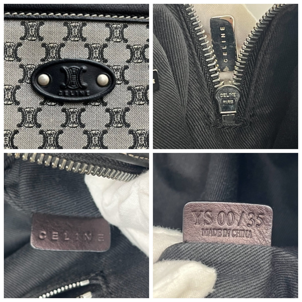 CELINE Lot of 2 Bags Triomphe Canvas Macadam PVC Handbag Clutch Gray Brown Auth
