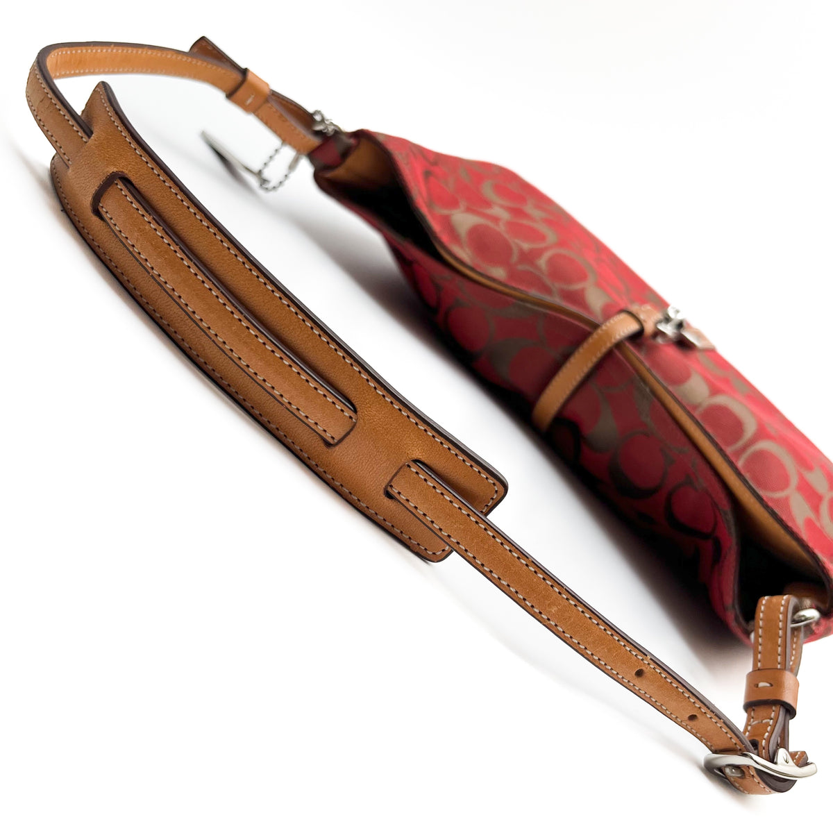 COACH Lot of 2 Bags Shoulder Bag Handbag Signature Canvas Red Brown Vintage Auth