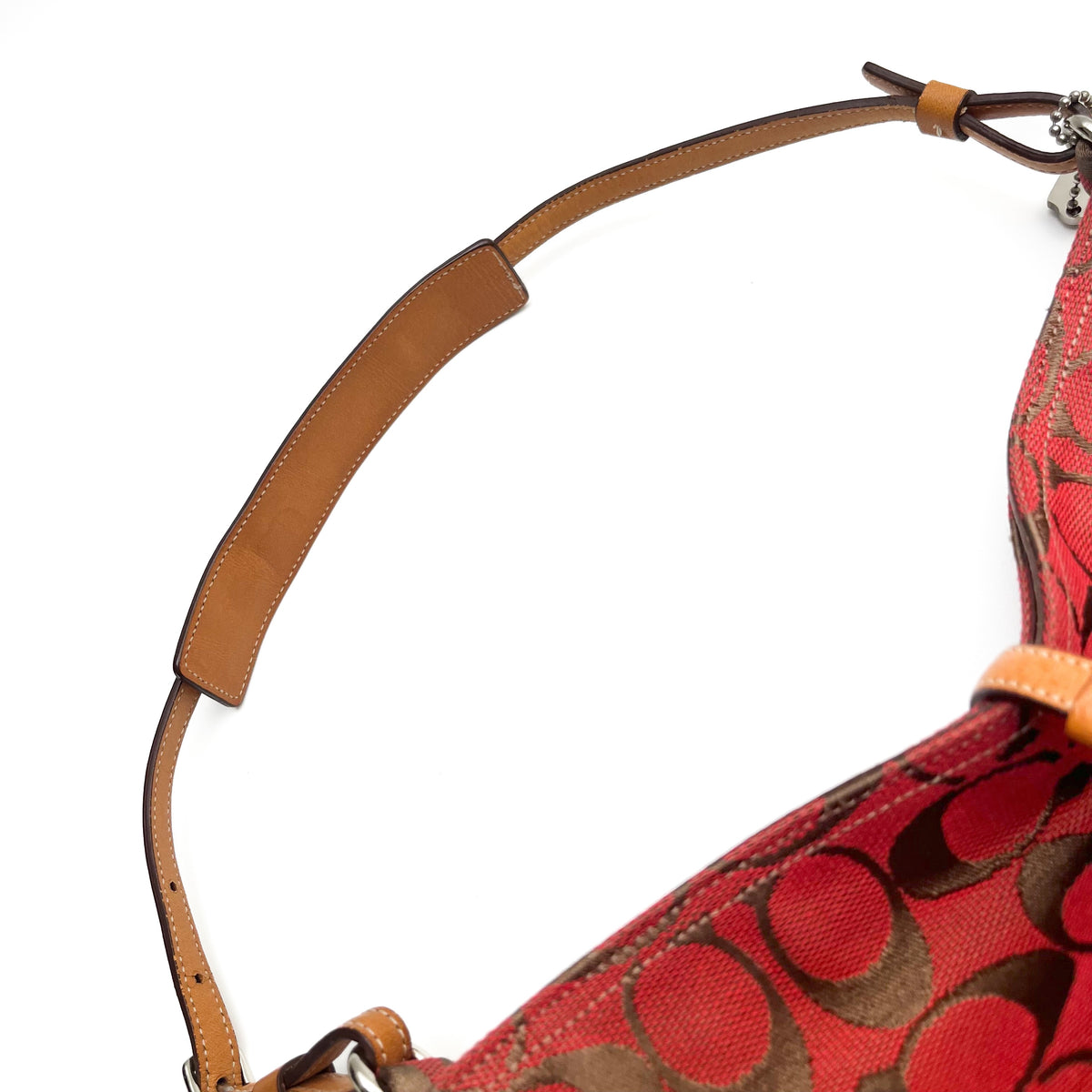 COACH Lot of 2 Bags Shoulder Bag Handbag Signature Canvas Red Brown Vintage Auth