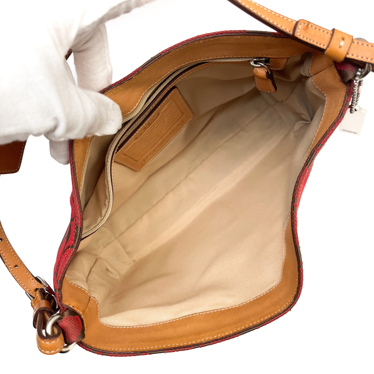 COACH Lot of 2 Bags Shoulder Bag Handbag Signature Canvas Red Brown Vintage Auth