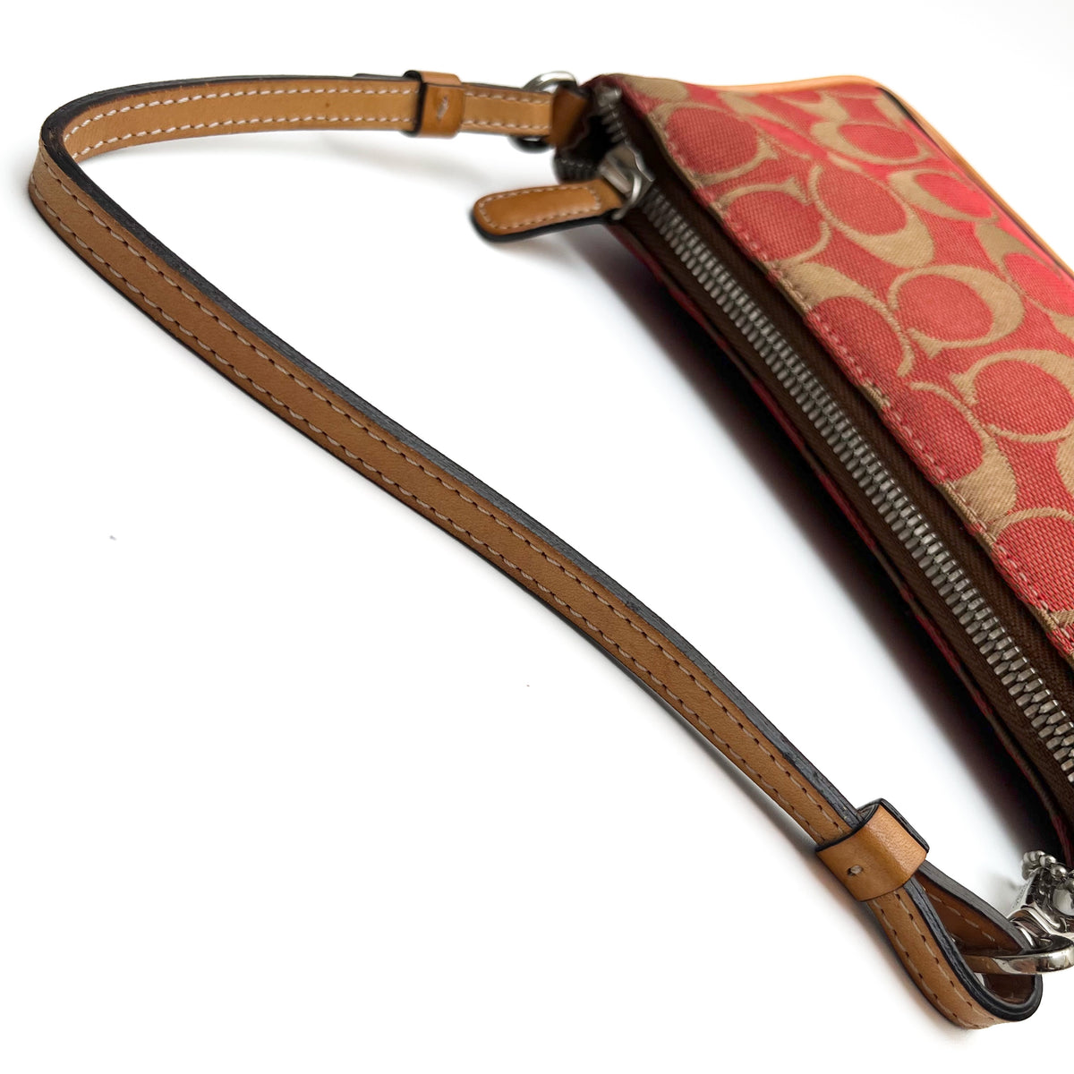 COACH Lot of 2 Bags Shoulder Bag Handbag Signature Canvas Red Brown Vintage Auth