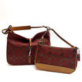 COACH Lot of 2 Bags Shoulder Bag Handbag Signature Canvas Red Brown Vintage Auth