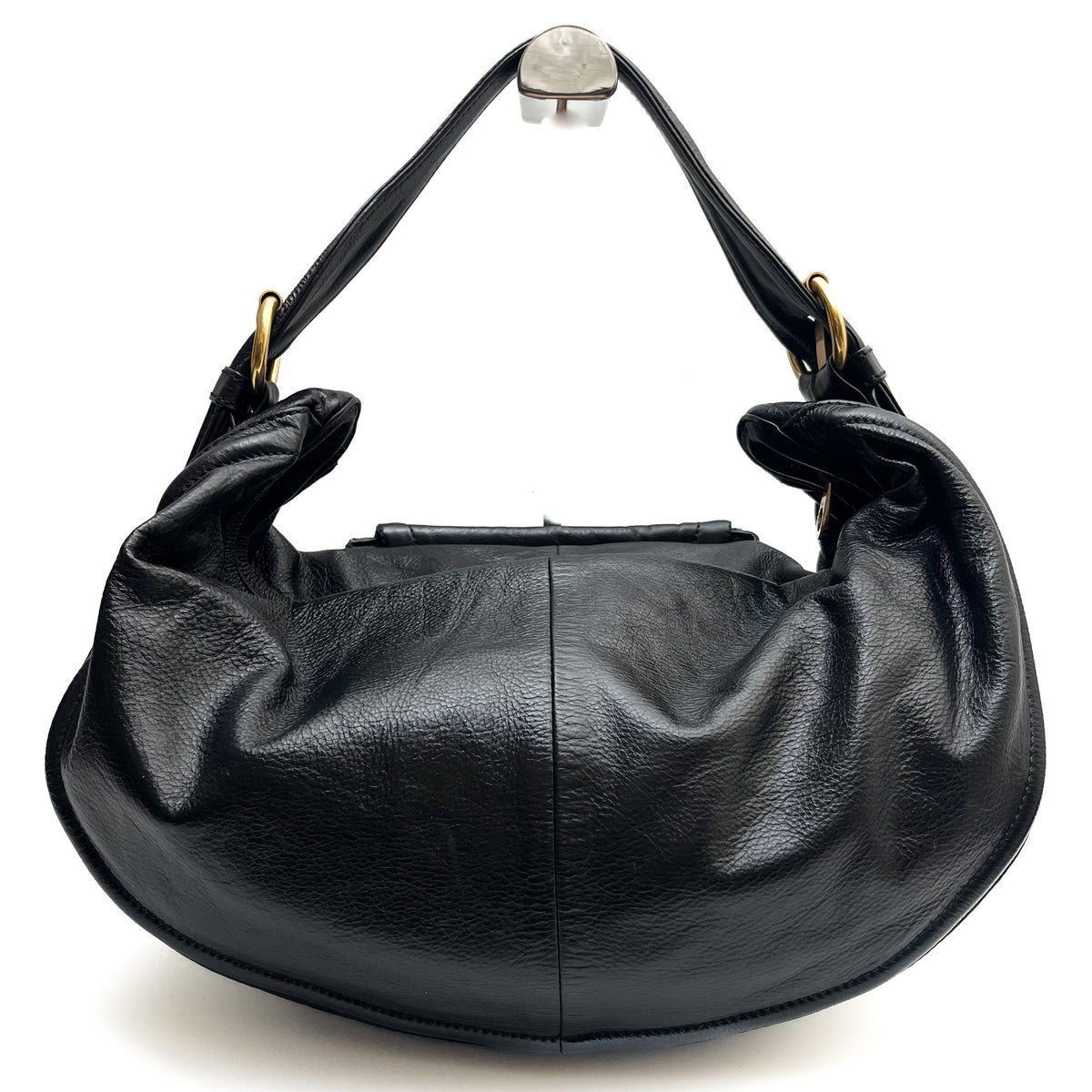 MARC BY MARC JACOBS Hobo Shoulder Bag Leather Black Gold Padlock Y2K Authentic