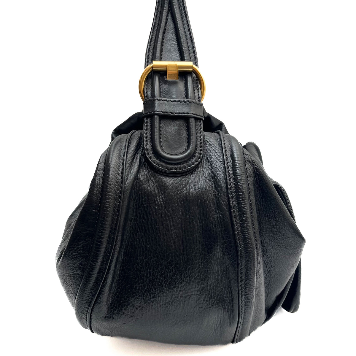 MARC BY MARC JACOBS Hobo Shoulder Bag Leather Black Gold Padlock Y2K Authentic