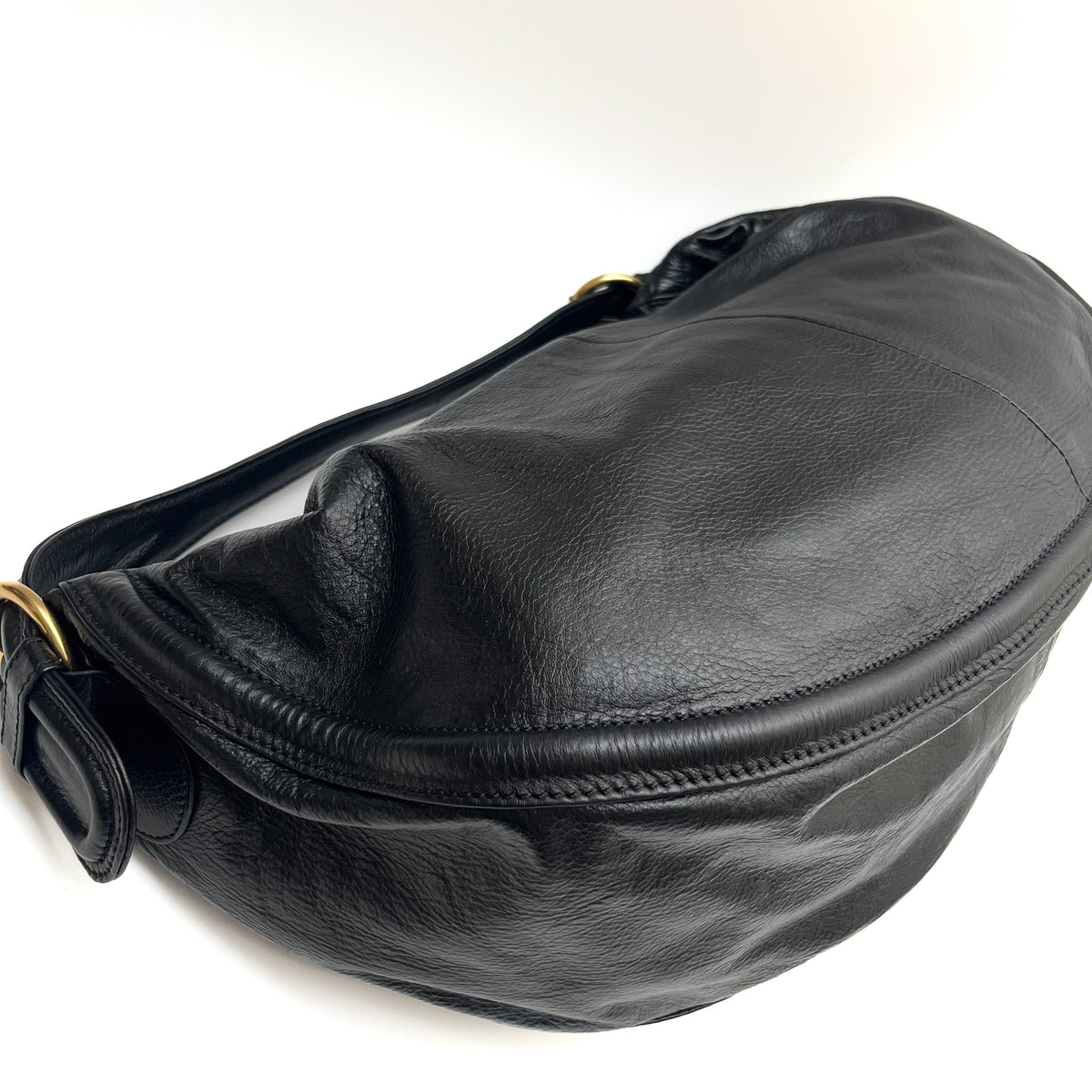 MARC BY MARC JACOBS Hobo Shoulder Bag Leather Black Gold Padlock Y2K Authentic